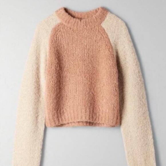 Aritzia Wilfred free  Two-Tone crew Meridian Sweater alpaca wool S Small cropped - Picture 7 of 7